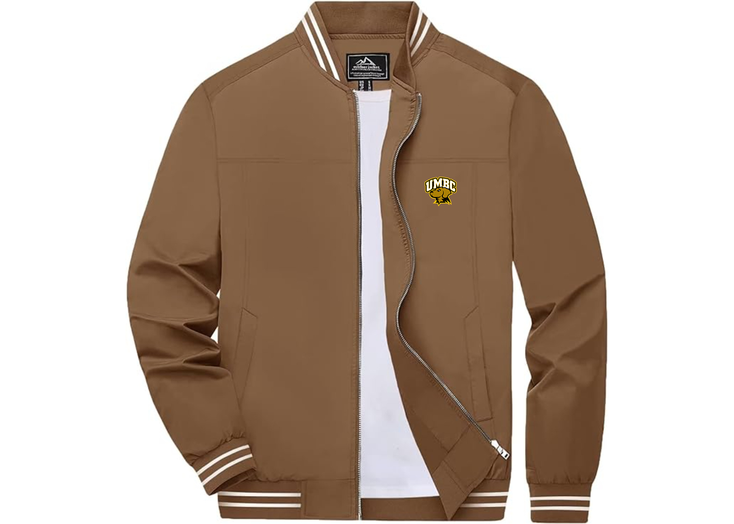 Men's UMBC Retrievers Lightweight Zip-Up Bomber Jacket with Ribbed Collar and Cuffs Versatile Casual Outerwear