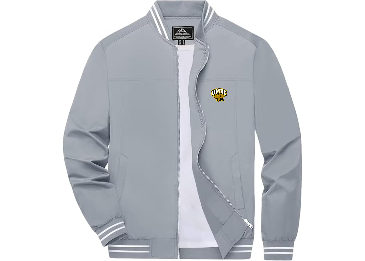 Men's UMBC Retrievers Lightweight Zip-Up Bomber Jacket with Ribbed Collar and Cuffs Versatile Casual Outerwear