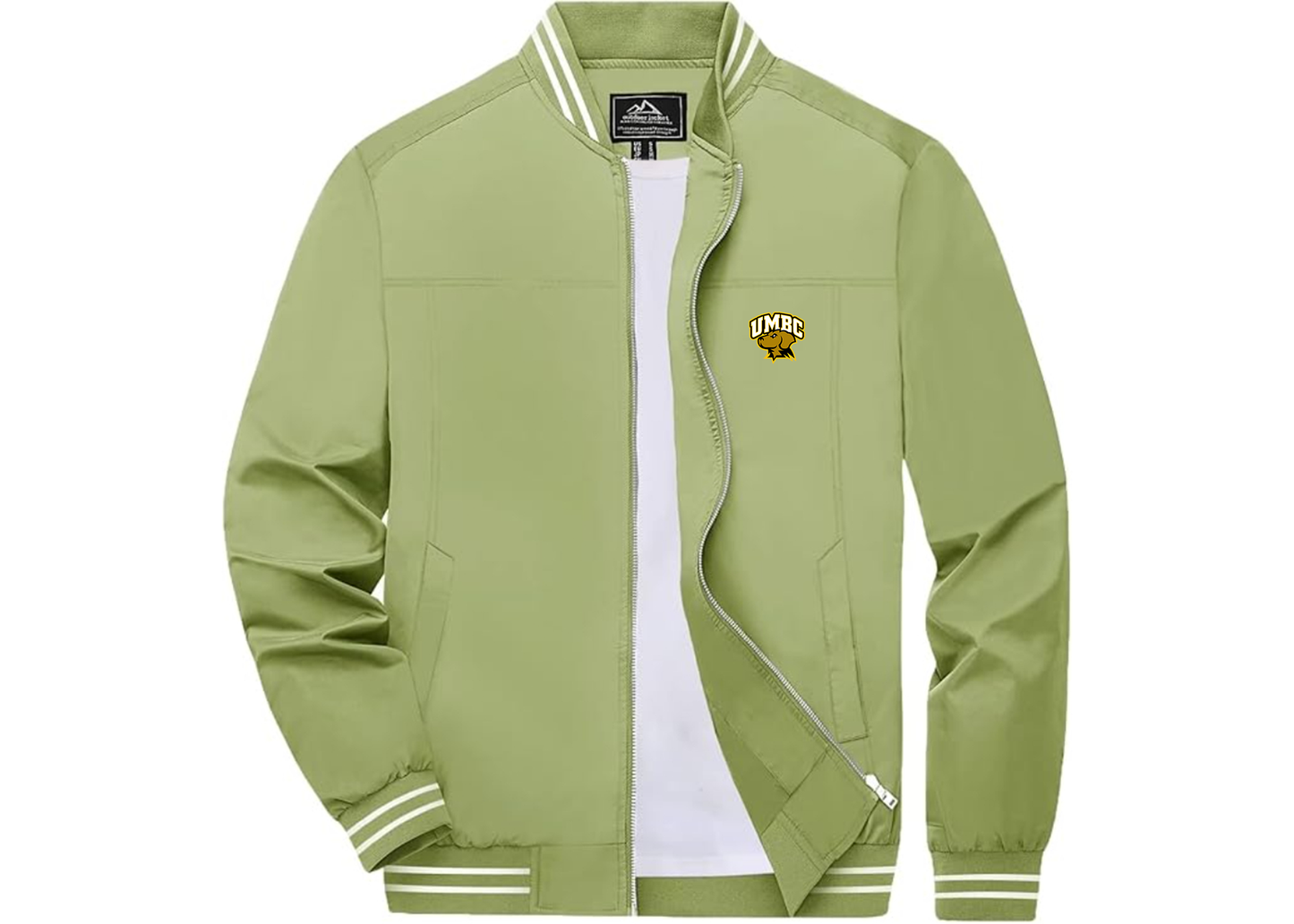 Men's UMBC Retrievers Lightweight Zip-Up Bomber Jacket with Ribbed Collar and Cuffs Versatile Casual Outerwear