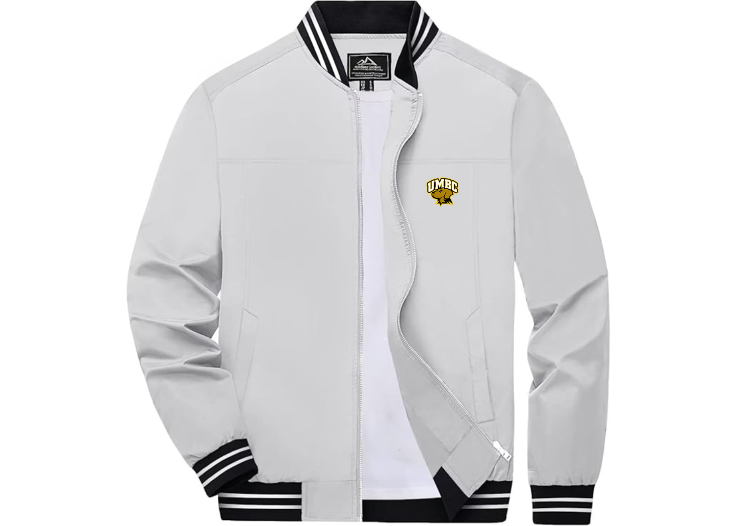 Men's UMBC Retrievers Lightweight Zip-Up Bomber Jacket with Ribbed Collar and Cuffs Versatile Casual Outerwear